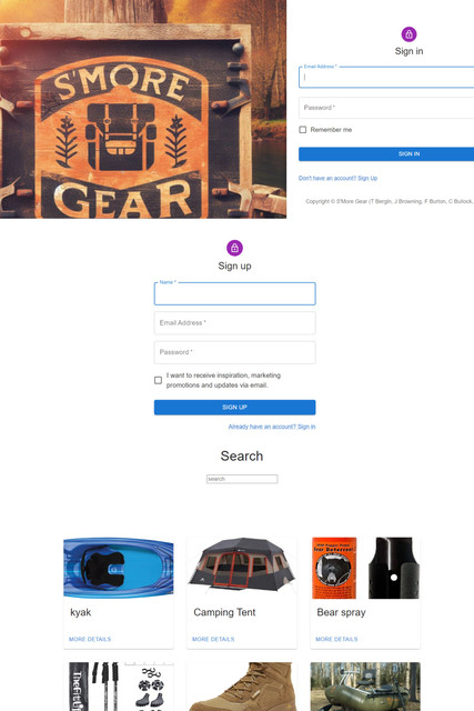 s'more gear, a fully functional online marketplace for the great outdoors